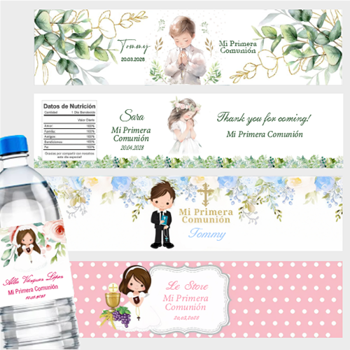 Zwitsal Baby Products - สติกเกอร์ขวดน้ำฉลองพิธีศีลมหาสนิทครั้งแรกแบบกำหนดเอง ป้ายชื่อเด็กชายเด็กหญิง สติกเกอร์งานเลี้ยงฉลองทารก งานพิธีศีลจุ่ม งานรับศีลล้างบาป ของตกแต่งงานปาร์ตี้